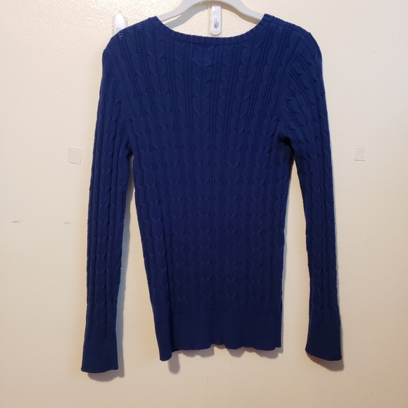 Royal blue cable knit sweater v-neck size small - Picture 4 of 6